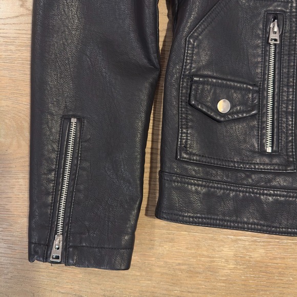 Topshop Faux Leather Black Moto Jacket Womens Size US 8-Zipped Sleeve-Super Cute - Picture 5 of 16